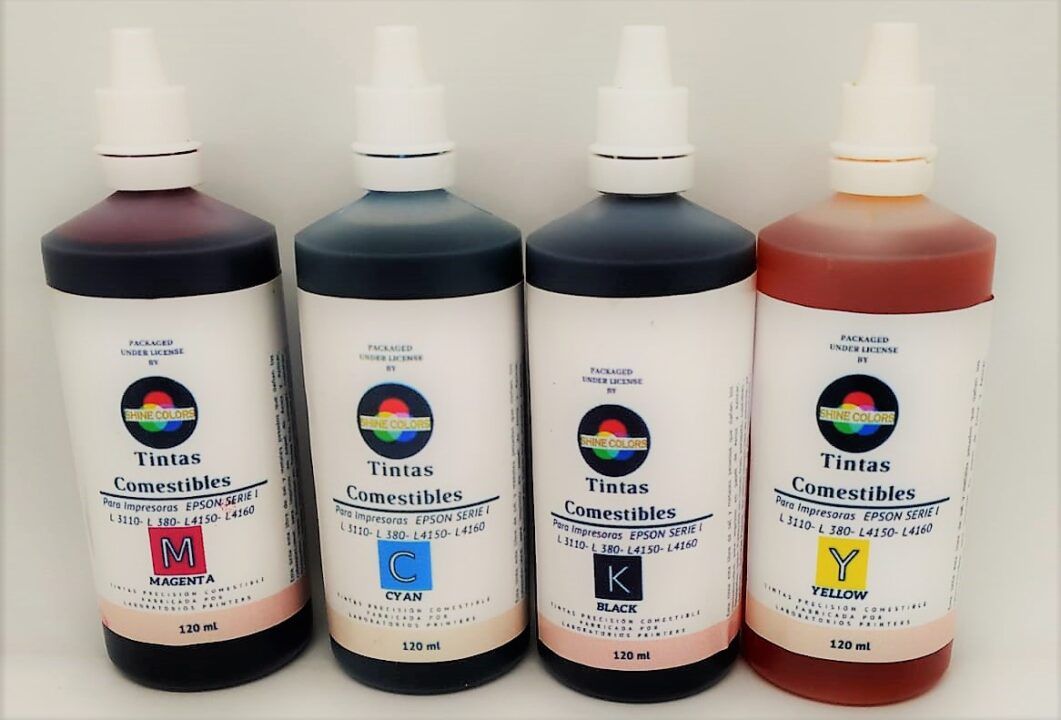 Tintas comestibles kit de cuatro colores Shine Colors Bogotá