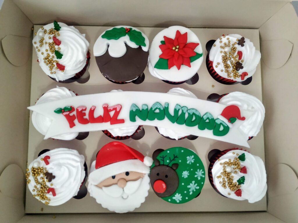 Feliz navidad con cupcakes decorados de Navidad