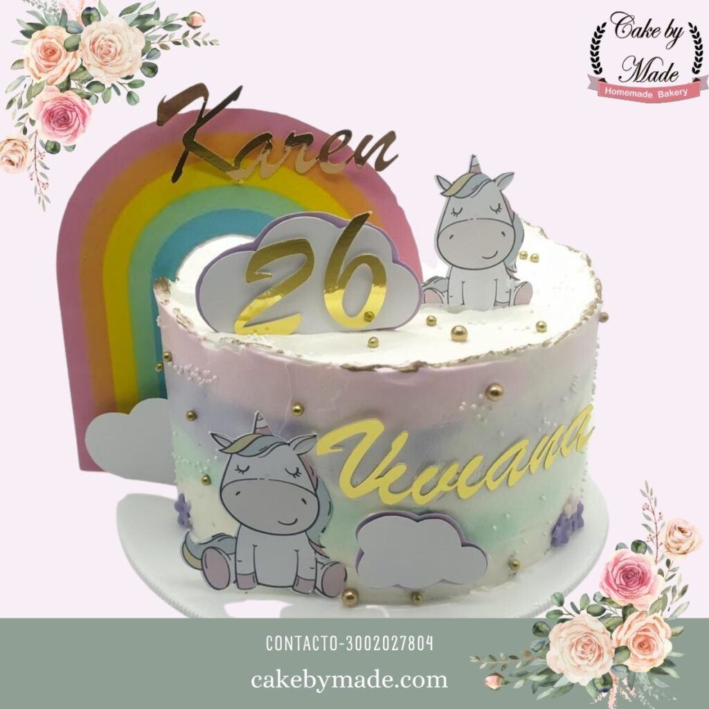 Unicornios y arcoiris decoración de torta con topper e impresión comestible