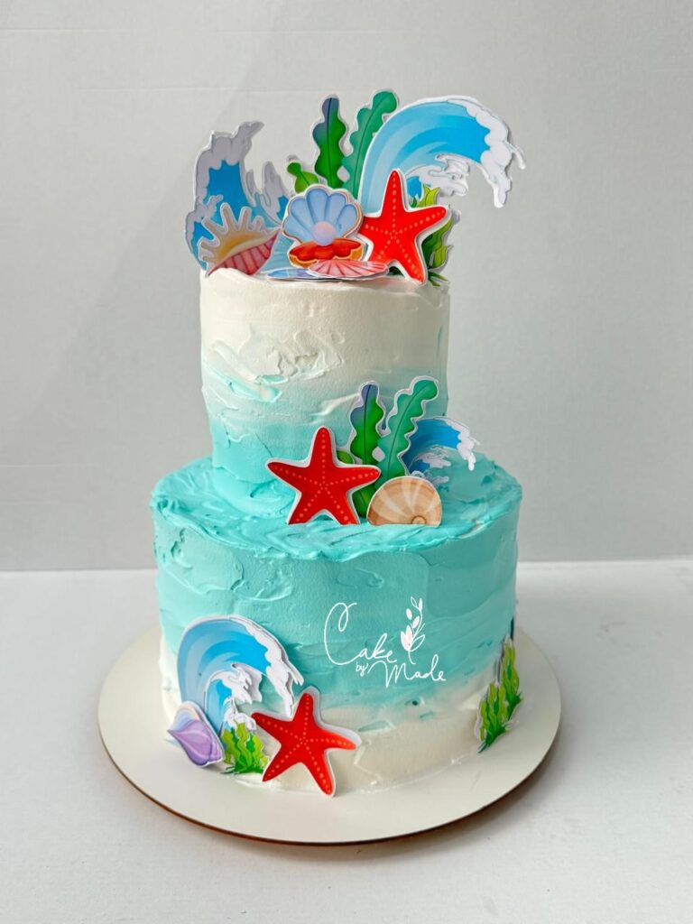 Torta Marina decorado con Tonos aguamarina estrella de mar