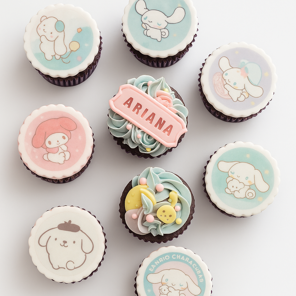 detalles de hermosa decoración de cupcakes cinnamoroll cumpleaños niños y niñas